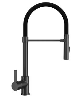 Смеситель для кухни Ulgran Classic U-024 черный матовый с высоким гибким изливом